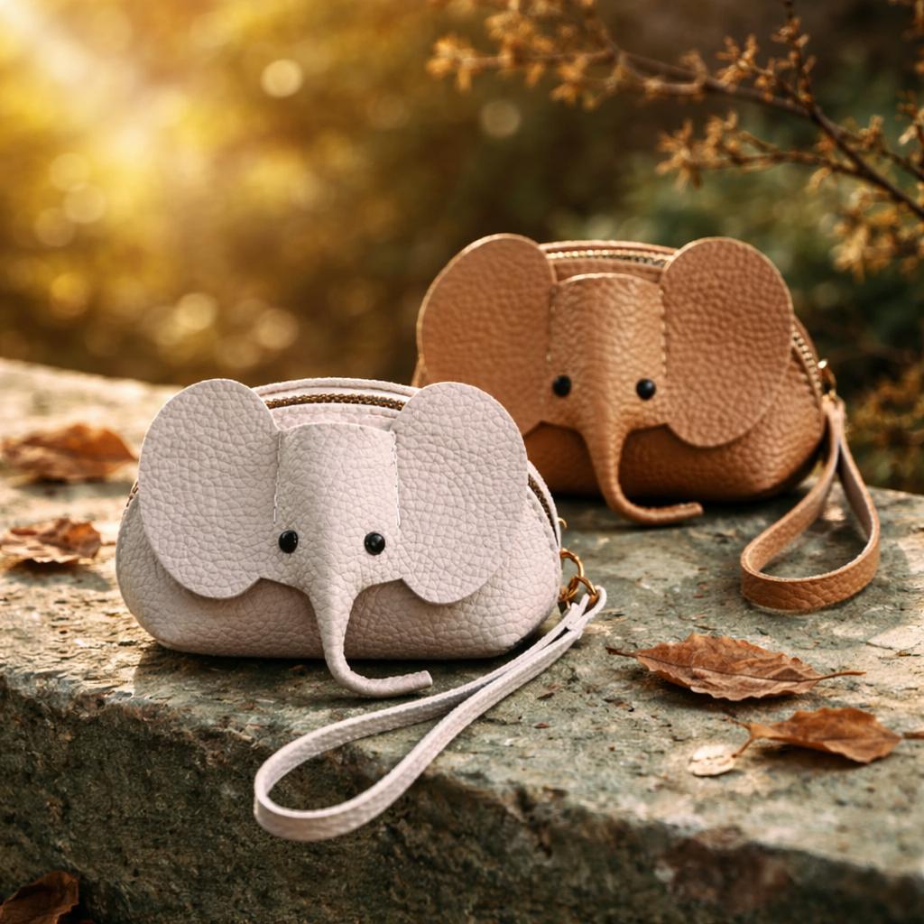 Elephant-shaped coin purses with wrist straps