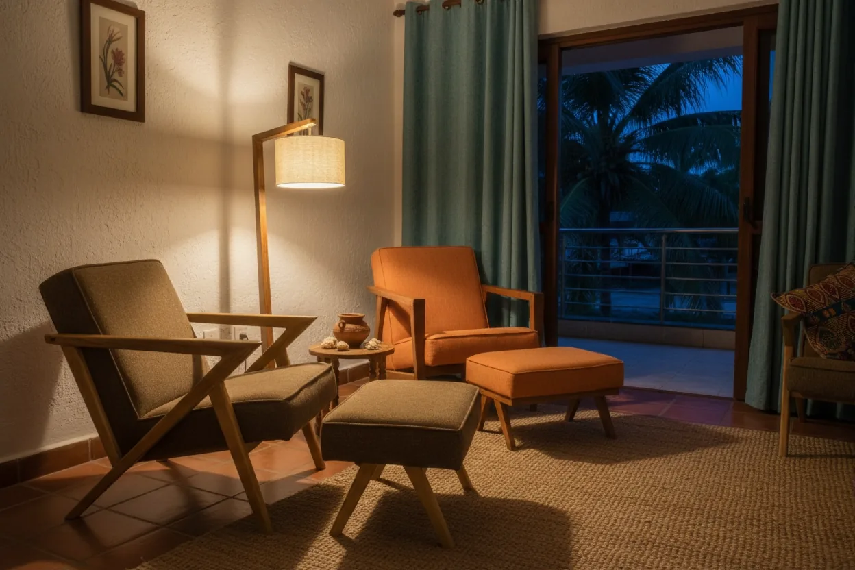 Jua Lighting in a styled evening interior