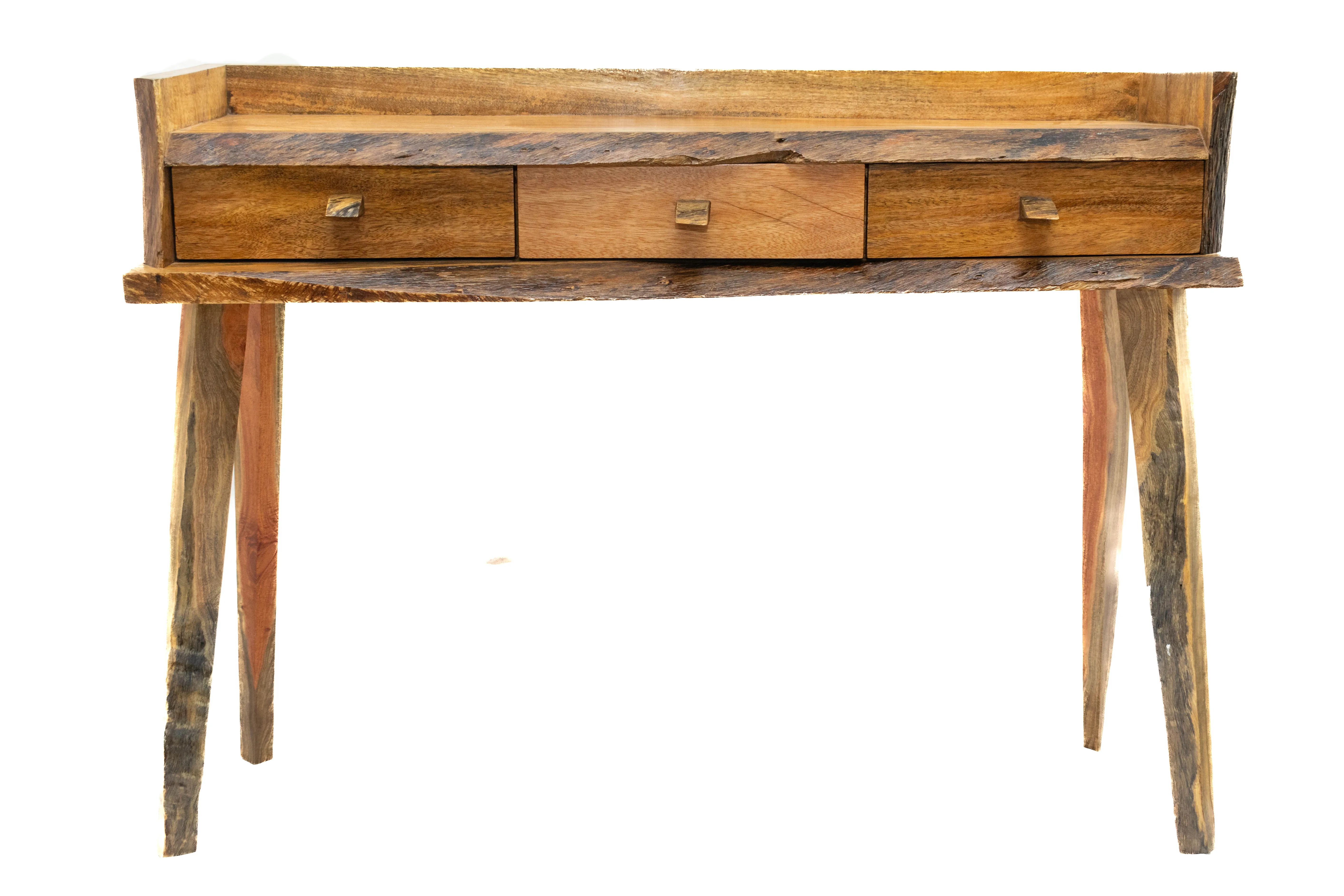 3 drawer live edge working desk and console